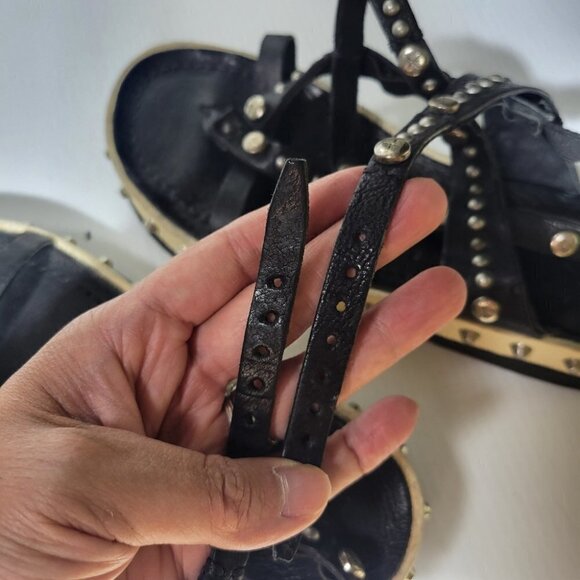 A.S.98 metal rock stud leather wrap platform sandals size 7 - Picture 7 of 12